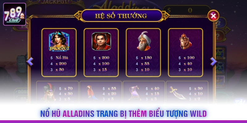 Nổ hũ Alladins trang bị thêm biểu tượng Wild